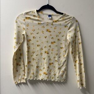Old Navy Cream and Yellow Floral Long Sleeve Tee